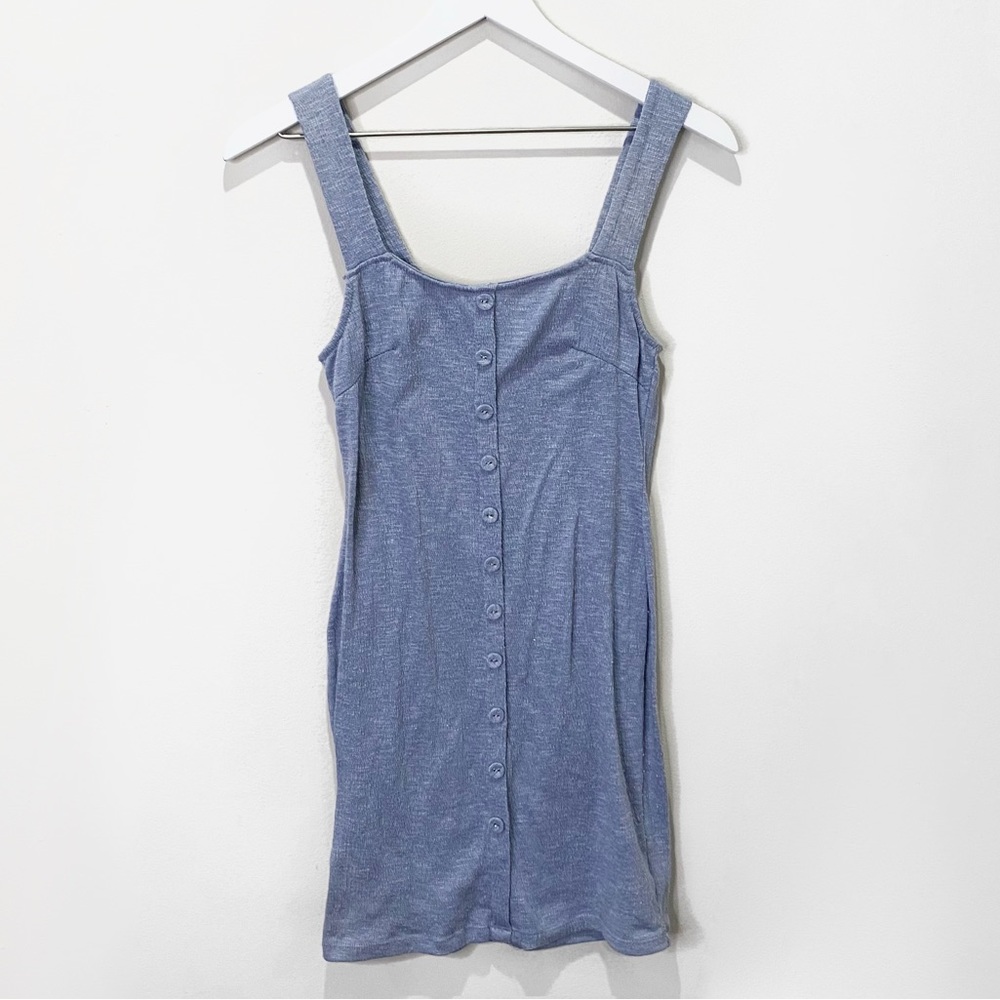 Morning Mist Blue Button Down Jumper Overall Dress